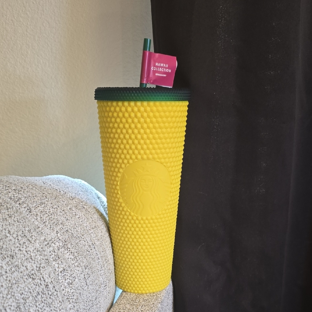 Starbucks Vibrant Yellow Tumbler with Dark Green Lid